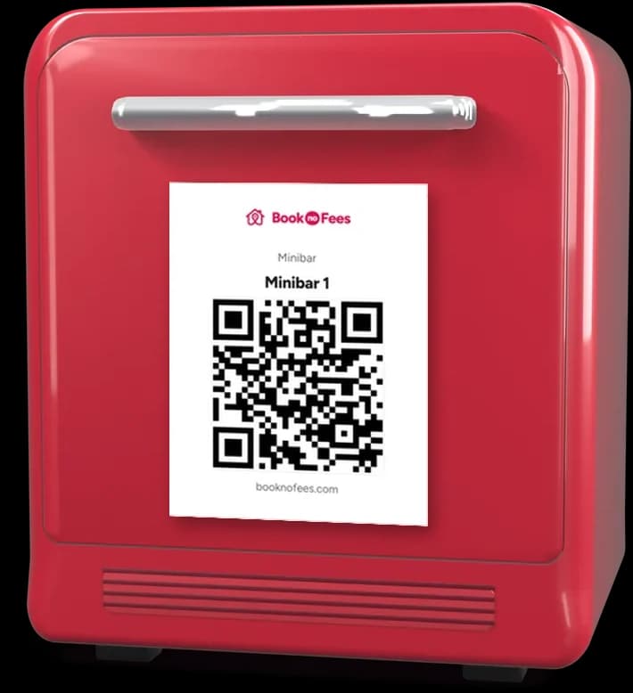 Minibar BookNoFees: o cartão com o código QR impresso na sua porta