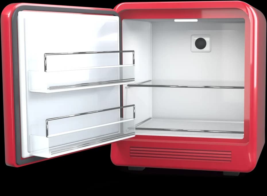 Minibar «BookNoFees»: aberto e vazio, pronto a ser enchido